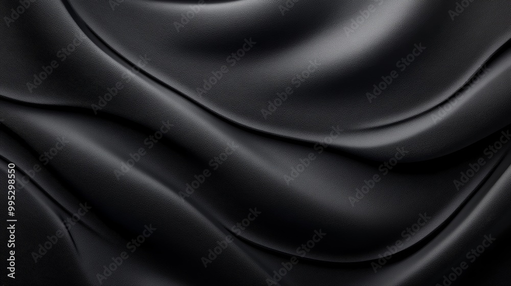Fototapeta premium Smooth Black Leather Texture with Waves