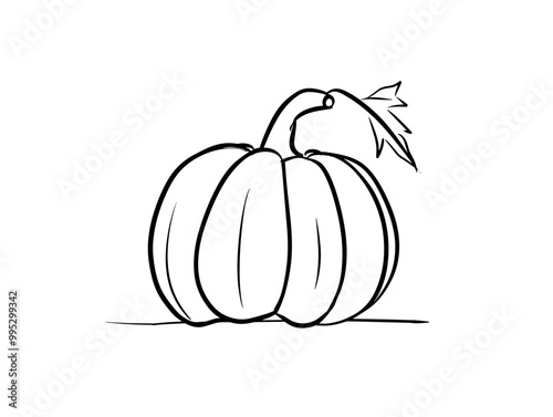 Minimalistic Pumpkin Silhouette: Celebrating Halloween and Autumn in a Single-Line