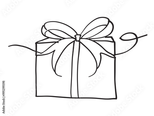 Splendid Generosity Encapsulated in a Ribboned Gift Box: A Minimalist Line Drawing