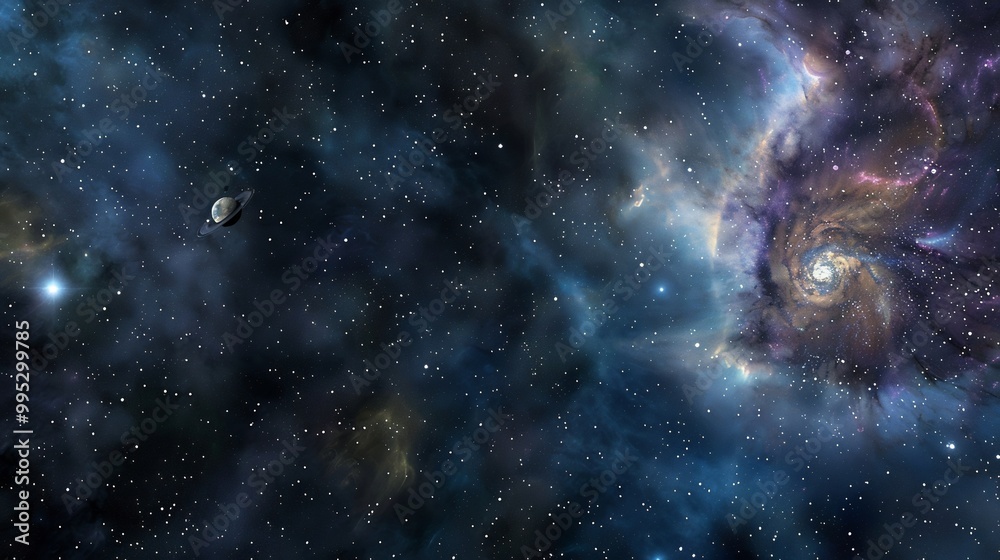 Obraz premium Infinite expanse of space filled with dark matter and cosmic nebulae