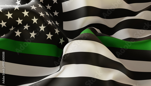 Fotografía American Thin Green Line flag