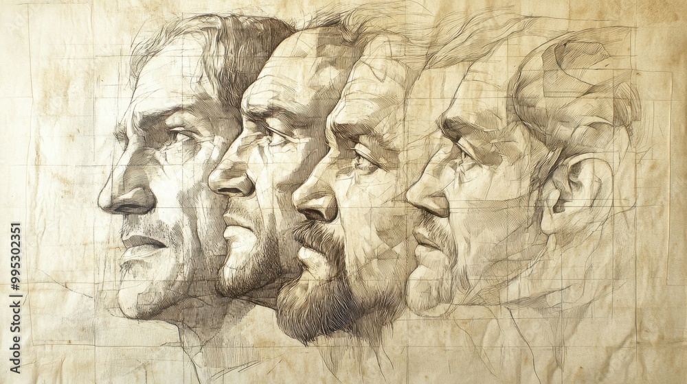 Fototapeta premium Malicious Intentions: Psalms 83 Biblical Illustration of Nations Conspiring in Shadows