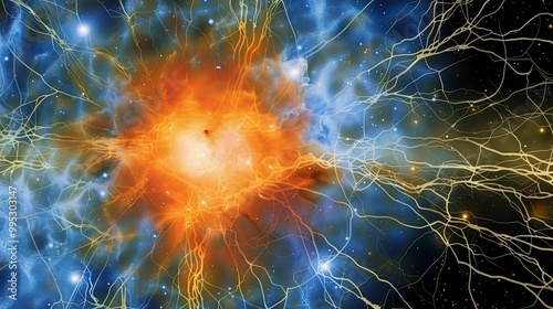 Universe depicted with outer space phenomena and mesmerizing dark matter effects