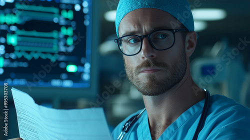 Focused Doctor Reviewing Patient Information