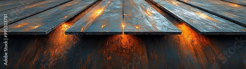 Welded metal surfaces forming sharp, angular lines, representing the craftsmanship of heavy industry photo