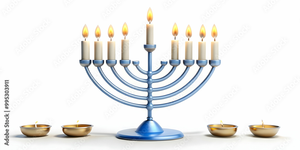 Dynamic Flat Floating Menorah Candles and Spinning Dreidel in Mid Air for Modern Hanukkah Visuals - Isolated White Background Aesthetic Dynamic Flat Floating Menorah Candles and Spinning Dreidel in Mid Air for Modern Hanukkah Visuals - Isolated White Background Aesthetic