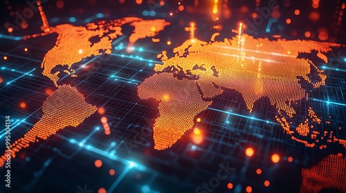 Fototapeta Naklejka Na Ścianę i Meble -  Global Finance Markets: World Map with Stock Market Charts and Forex Data