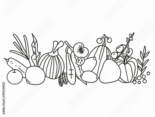 Continuous Line Drawing: Harvest Bounty