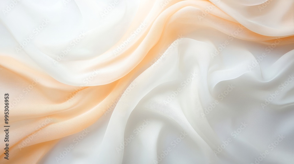 Soft Satin Fabric in White and Peach Tones Soft Satin Fabric in White and Peach Tones