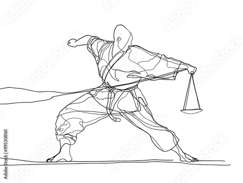 Harmony in Motion: A Single Line Embodying Martial Arts and Balance