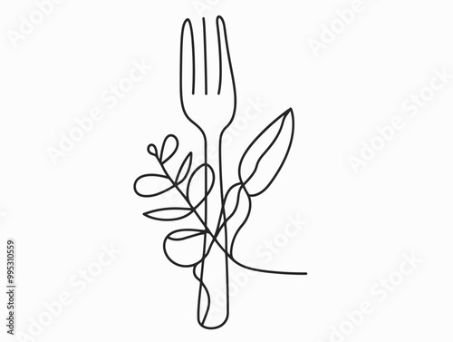 The Intertwined Fork and Leaf: A Symbol of Healthy Eating and Nature's Bounty