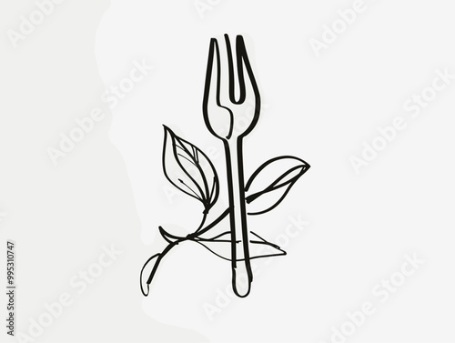 One-Line Fork and Leaf: Embracing the Power of Natural Nourishment