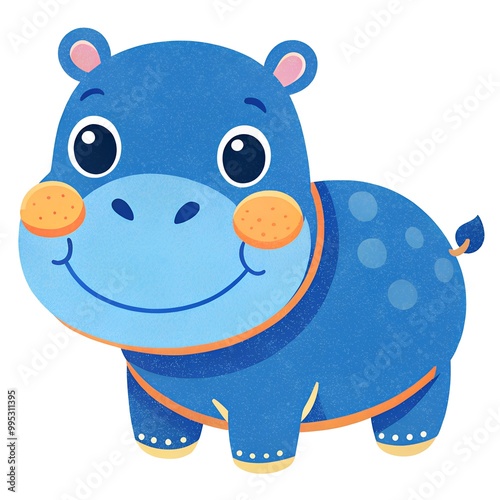 Baby hippo cartoon illustration isolated on white background photo