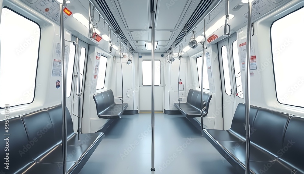 Obraz premium Empty subway car representing closed travel, strike or bad weather