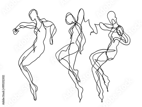 Minimalist, Energetic, Figure in Motion - Single-Line Contour Drawing for Fitness and Health Enthusiasts