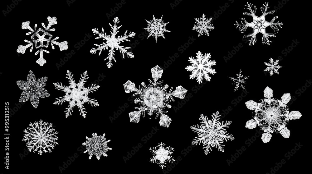 Stylish and isolated snowflakes gracefully falling featuring beautiful elements Ideal for prints wallpapers cards posters logos or as a background design Stylish and isolated snowflakes gracefully falling featuring beautiful elements Ideal for prints wallpapers cards posters logos or as a background design