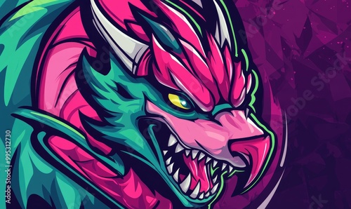 Fantasy Dragon Punk Sports Mascot Emblem