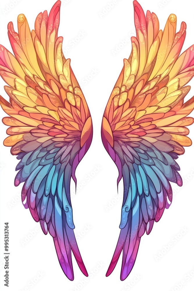 Fantasy abstract 2D cartoon style wings Fantasy abstract 2D cartoon style wings