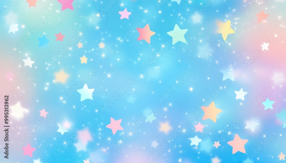 Light blue 2D cartoon background featuring colorful stars Blurred decorative design in a minimalist style ideal for business advertising Light blue 2D cartoon background featuring colorful stars Blurred decorative design in a minimalist style ideal for business advertising