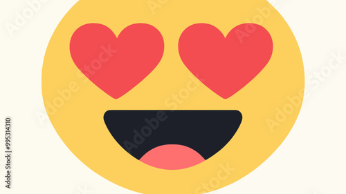 Heart-eyes Emoticon Vector Illustration - Love, Romance, and Happy Facial Expression Emoji For Social Media Graphics