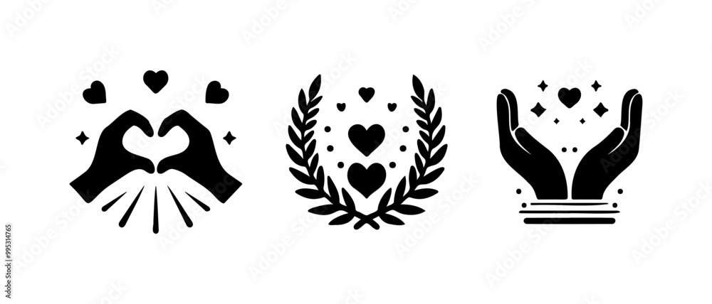 design with silhouette art, hand symbol illustration protecting love design with silhouette art, hand symbol illustration protecting love