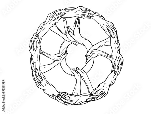 The Interlocking Circle of Support: A Symbol of Community and Unity in One-Line Art