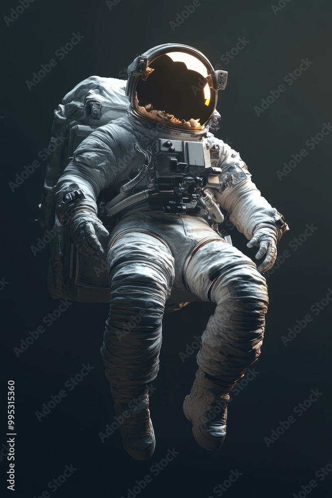Futuristic astronaut in a floating back position 3D render Futuristic astronaut in a floating back position 3D render