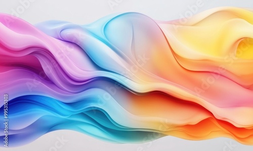 Fluid liquid color mixing concept on a light grey backdrop featuring wave and swirl curves ideal for abstract layouts in business presentations app wallpapers banners or posters