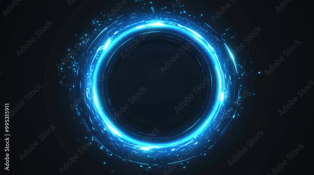 Blue circular teleport game effect in flat style featuring a 2D cartoon illustration on a black background A decorative design element for web cartoons and fantasy portals Blue circular teleport game effect in flat style featuring a 2D cartoon illustration on a black background A decorative design element for web cartoons and fantasy portals