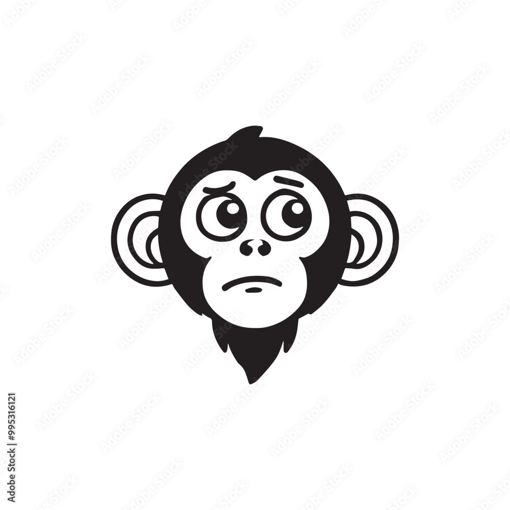 Monkey Face Clipart Design, Monkey Vector illustration in black and white
Monkey Face Clipart Design, Monkey Vector illustration in black and white