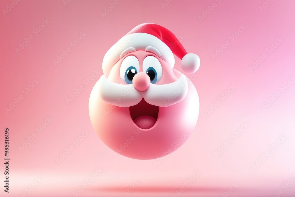 Pink Santa Claus Character with Wide Open Mouth and Blue Eyes Pink Santa Claus Character with Wide Open Mouth and Blue Eyes