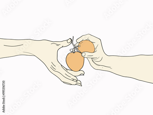 Interconnectedness and Shared Sustenance: An Artistic Exploration of Unity and Community through the Sharing of an Orange
