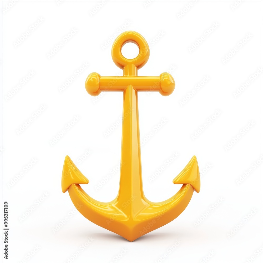Vibrant 3D Anchor Icon for Stability and Nautical Themes with Space for Text on White Background Vibrant 3D Anchor Icon for Stability and Nautical Themes with Space for Text on White Background