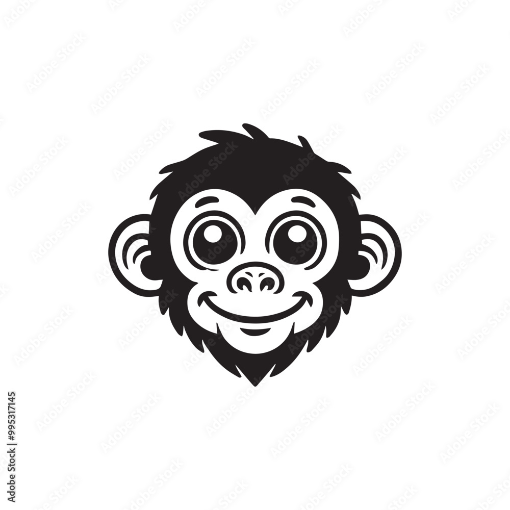 Monkey Face Clipart Design, Monkey Vector illustration in black and white
Monkey Face Clipart Design, Monkey Vector illustration in black and white