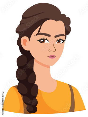 Woman with Braided Hair Illustration