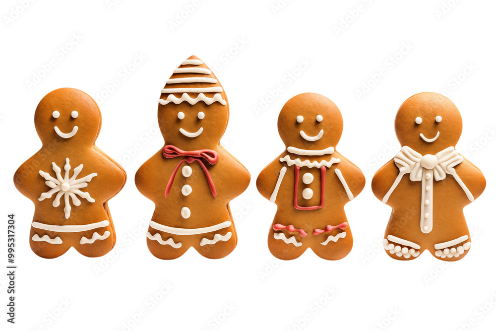 Set of Gingerbread men isolated on a transparent background. Set of Gingerbread men isolated on a transparent background.
