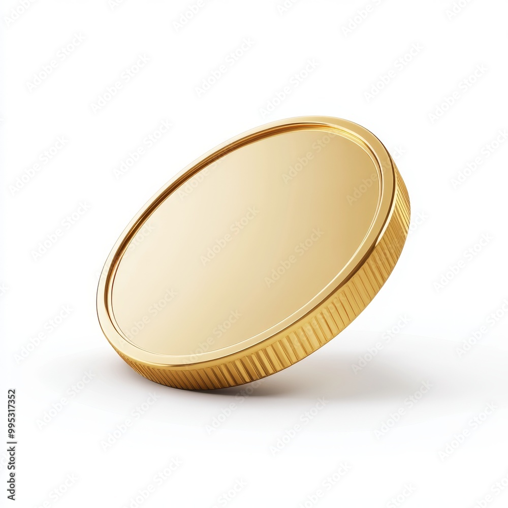 Shiny 3D Coin Icon for Financial Services and Cryptocurrency Campaigns with Copy Space on White Background Shiny 3D Coin Icon for Financial Services and Cryptocurrency Campaigns with Copy Space on White Background