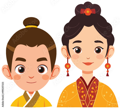 Traditional Chinese Couple Illustration