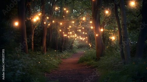 124. A magical forest clearing illuminated by twinkling fairy lights