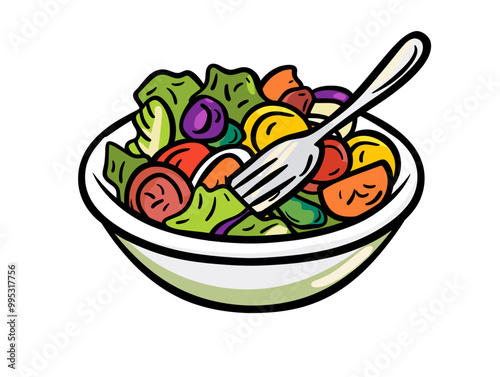 Minimalist One-Line Salad Bowl: Vibrant Health, Simple Enjoyment