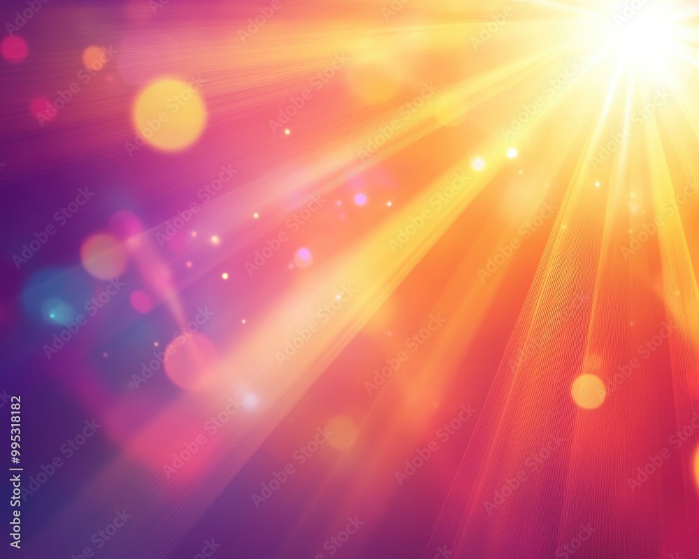 Fototapeta premium Vibrant light with a unique lens flare effect featuring sunbeams and radiant colors