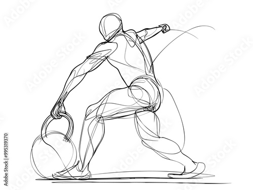 One-Line Dynamic Kettlebell Swing: Functional Strength and Momentum Captured