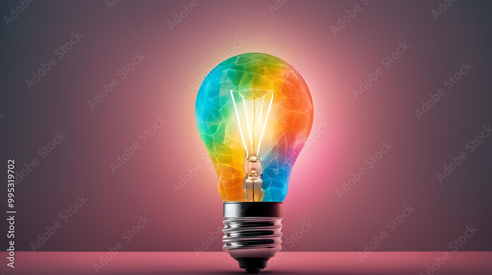Colorful lamps with bright lights, giving the feeling of new ideas. Generated by AI. Colorful lamps with bright lights, giving the feeling of new ideas. Generated by AI.