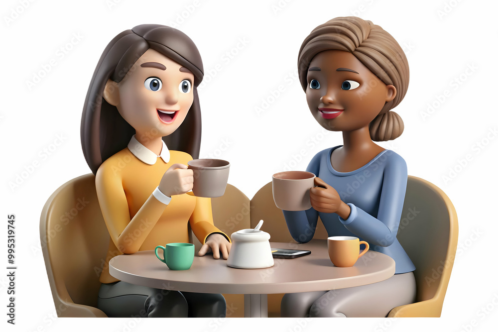 Candid Moment: Two Women from Different Cultures Connecting Over Coffee in a Cozy Caf? Setting - Symbolizing Unity and Human Connection Candid Moment: Two Women from Different Cultures Connecting Over Coffee in a Cozy Caf? Setting - Symbolizing Unity and Human Connection