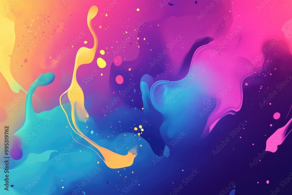 Fototapeta premium Vibrant abstract graphics featuring a mix of colors and shades Elegant splashes and diffusion create a 2D cartoon illustration with radiant color spots