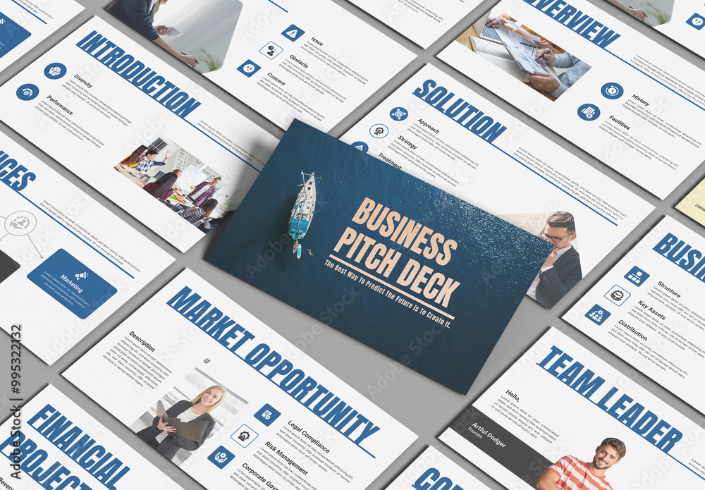 Business Pitch Deck Presentation Layout Stock Template | Adobe Stock