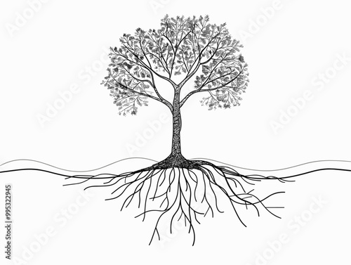 Unity and Shared Roots: Exploring Interconnections in the Figure Outline of an Entwined Tree