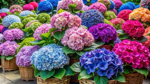 Wallpaper Mural Vibrant hydrangea arrangements in multiple colors and styles enhance home decor, creating a beautiful focal point and Torontodigital.ca