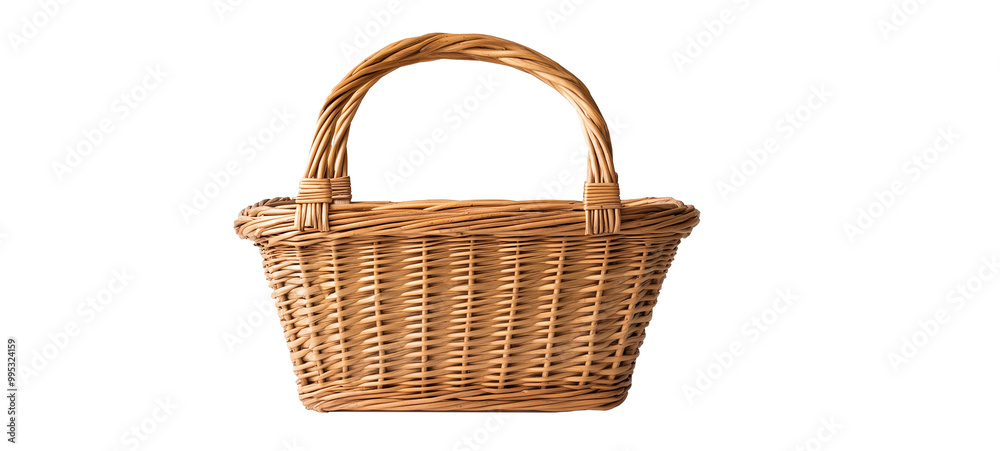 A simple wicker basket with a handle A simple wicker basket with a handle