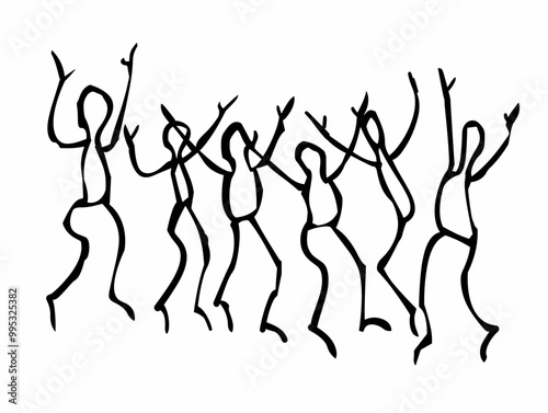Minimalist Single-Line Expression of Joyful Dance: Line Art Celebrating Life's Jubilant Moments